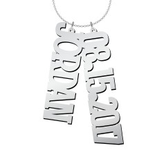 Men's Personalized Vertical 2 Name Necklace – Sterling Silver