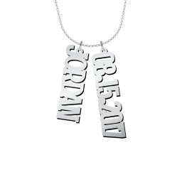 Men's Personalized Vertical 2 Name Necklace in 925 Sterling Silver