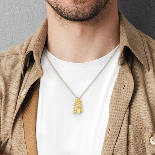 Men's Personalized Vertical 2 Name Necklace – Sterling Silver