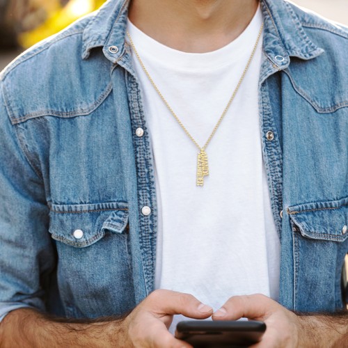 Men's Personalized Vertical 2 Name Necklace – Sterling Silver