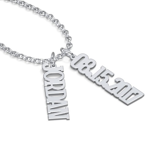Men's Personalized Vertical 2 Name Necklace – Sterling Silver