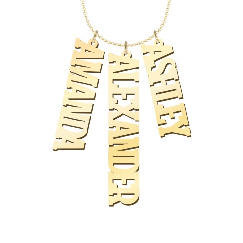 Men's Personalized Vertical 3 Name Necklace