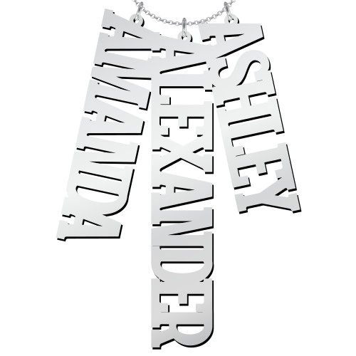 Men's Personalized Vertical 3 Name Necklace