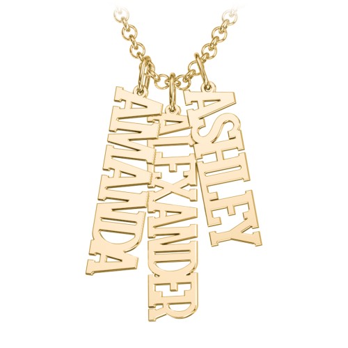 Men's Personalized Vertical 3 Name Necklace