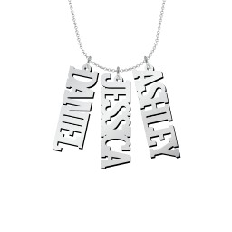Men's Personalized Vertical 3 Name Necklace in 925 Sterling Silver