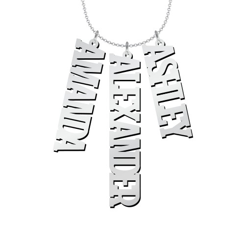 Men's Personalized Vertical 3 Name Necklace – Sterling Silver