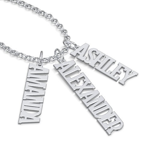 Men's Personalized Vertical 3 Name Necklace – Sterling Silver