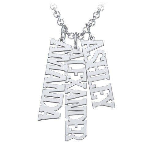 Men's Personalized Vertical 3 Name Necklace – Sterling Silver