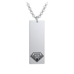 Men's Engravable SUPER DAD Long Tag Necklace