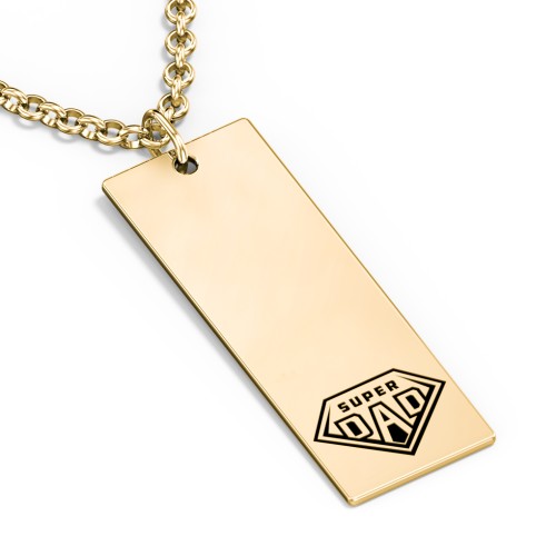 Men's Engravable SUPER DAD Long Tag Necklace