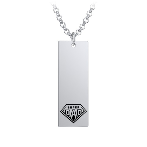 Men's Engravable SUPER DAD Long Tag Necklace – Sterling Silver