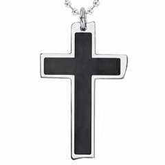 Police Engravable Cross Necklace For Men, Stainless Steel, Bicolour  PJ.26478PSU/02