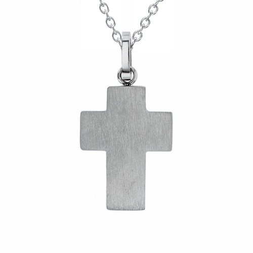 Engravable Stainless Steel Cross Necklace With Textured Carbon Fibre Inlay