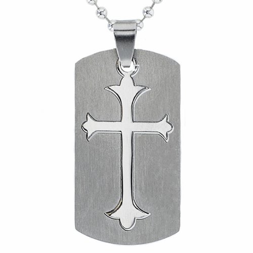 Stainess Steel Necklace With Center Cross Design