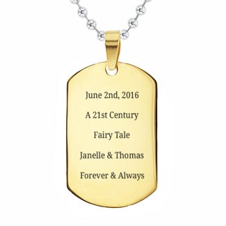 Engravable Gold-Plated Dog Tag Necklace