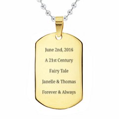 Engravable Gold-Plated Dog Tag Necklace – Stainless Steel