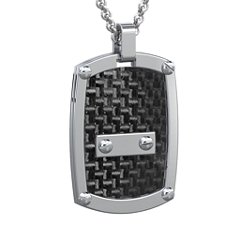 Houndstooth and Nail Dog Tag Necklace – Stainless Steel