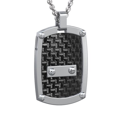 Houndstooth and Nail Dog Tag Necklace – Stainless Steel