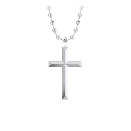 Men’s Engravable Knife Edge Silver Cross Pendant