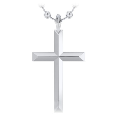 Men’s Engravable Knife Edge Silver Cross Pendant