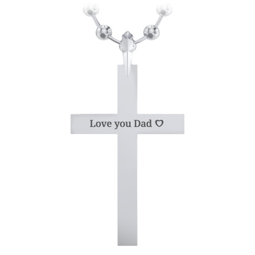 Men’s Engravable Knife Edge Silver Cross Pendant – Sterling Silver