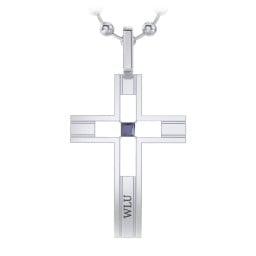 Men’s Engravable Cut-out Silver Cross Pendant