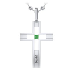 Men’s Engravable Cut-out Silver Cross Pendant