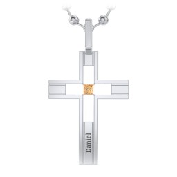 Men’s Engravable Cut-out Silver Cross Pendant