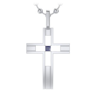 Men’s Engravable Cut-out Silver Cross Pendant