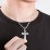 Men’s Silver Geometric Cross Pendant with Birthstone – Sterling Silver with Peridot