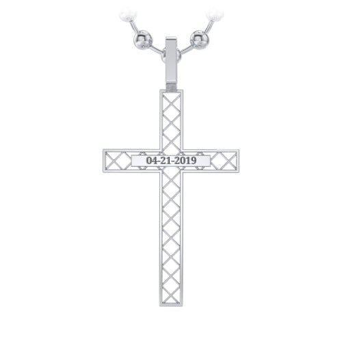 Men’s Engravable Geometric Silver Cross Pendant