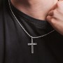 Men’s Engravable Geometric Silver Cross Pendant