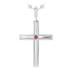 Sterling Silver February Cross Pendant