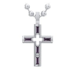Men’s Baguette Birthstone Cross Pendant