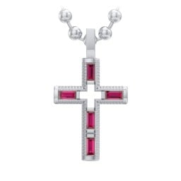 Men’s Baguette Birthstone Cross Pendant