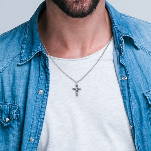 Men’s Baguette Birthstone Cross Pendant