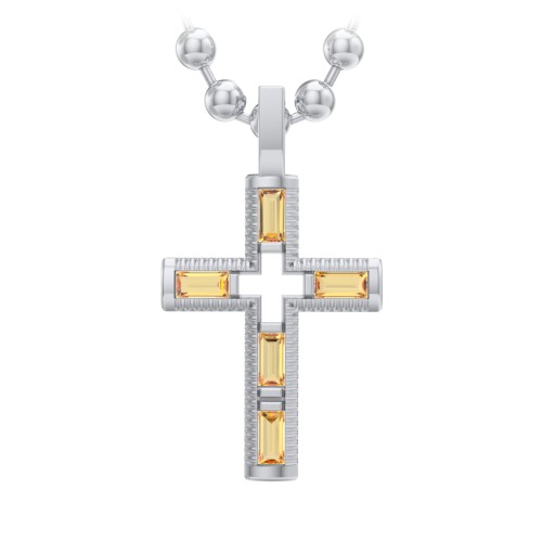 Men’s Baguette Birthstone Cross Pendant