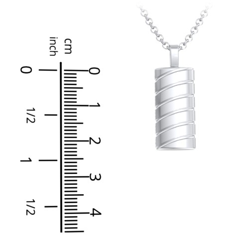 Men’s Engravable Diagonal Grooved Pendant – Sterling Silver