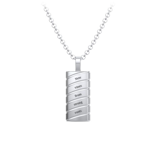 Men’s Engravable Diagonal Grooved Pendant – Sterling Silver