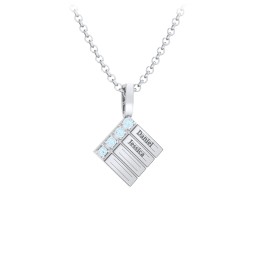 Men’s Engravable 4-Stone Pendant in 925 Sterling Silver with Blue Topaz