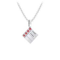 Men’s Engravable 4-Stone Pendant in 925 Sterling Silver with Garnet