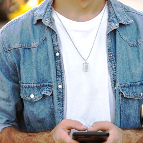 Men’s Engravable “Dad” Pendant – Sterling Silver