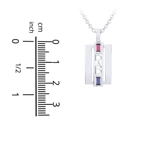 Men’s Engravable 2-Stone “Dad” Pendant – Sterling Silver with Citrine