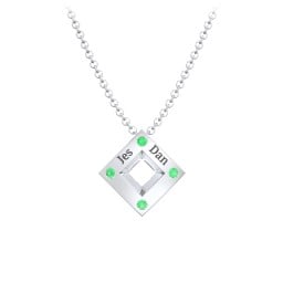Men's Floating Square Pendant Necklace With Birthstones