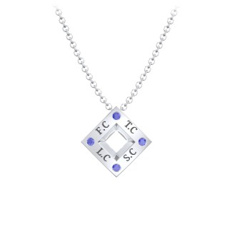 Men's Floating Square Pendant Necklace With Birthstones