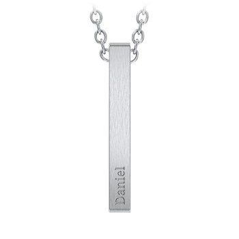 Getname 3D Initial Bar Necklace - Personalized Engraved Sterling Silver Or Brass Chain (For Women & Men)