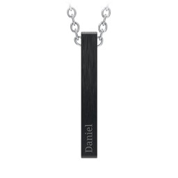 Men’s Engravable Vertical 3D Bar Necklace in Stainless Steel