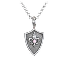 Men's Fleur-de-lis Hero Shield Pendant with Gemstone