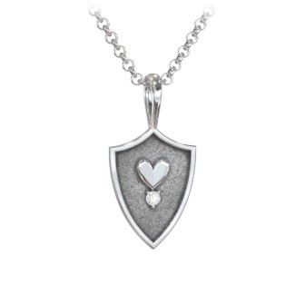Men's Heart Hero Shield Pendant with Gemstone