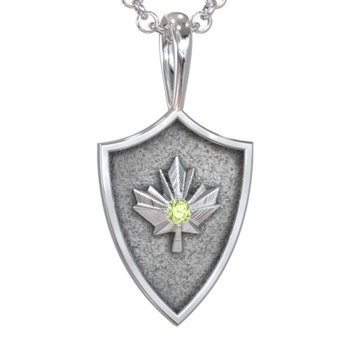 Men's Maple Leaf Hero Shield Pendant with Gemstone